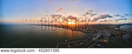 Beautiful Sunset In The Bay Of Tucacas, Falcon - Venezuela. Aerial View.