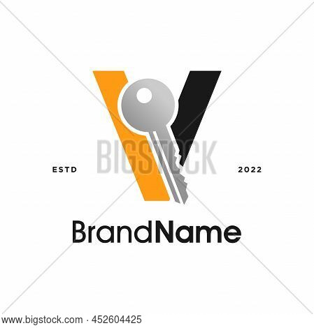 Simple And Modern Illustration Logo Design Initial V Combine With Key.