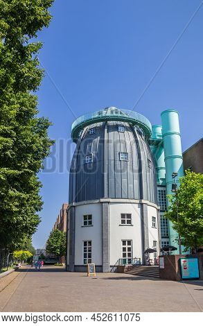 Maastricht, Netherlands - July 21, 2021: Modern Tower Of The Art Museum In Maastricht, Netherlands