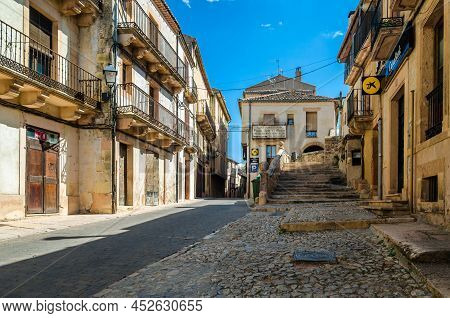 Sepulveda, Spain - September 12, 2021: Architecture In The Medieval Town Of Sepulveda, One Of The Mo