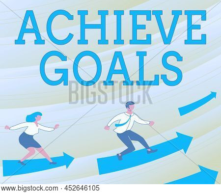 Writing Displaying Text Achieve Goals. Word Written On Results Oriented Reach Target Effective Plann