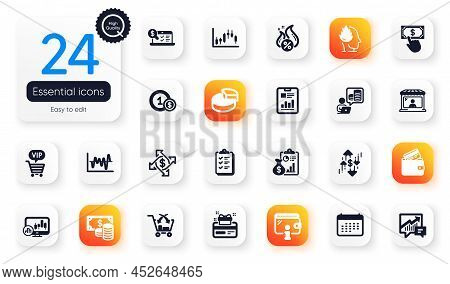 Set Of Finance Flat Icons. Calendar, Dollar Rate And Cross Sell Elements For Web Application. Stock 