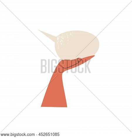 Voter With Vote Or Mans Hand Up Holding White Speech Bubble With Idea Comment Information Opinion Or