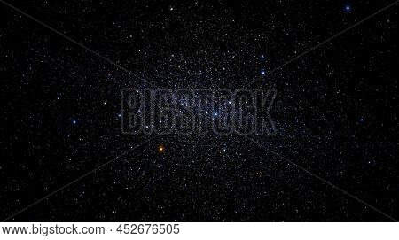 Billions Stars In Night Sky, Cluster Of Stars And Galaxies, Cosmic Nebulae. Birth Of A Galaxy In The