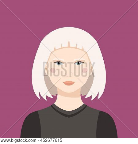 Portrait Of Albino Girl. Vector Illustration Of A Woman With Albinism