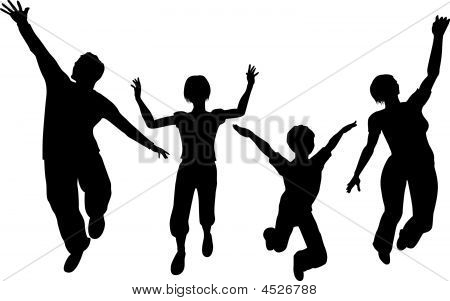 Вектор прыжок семьи широкий угол