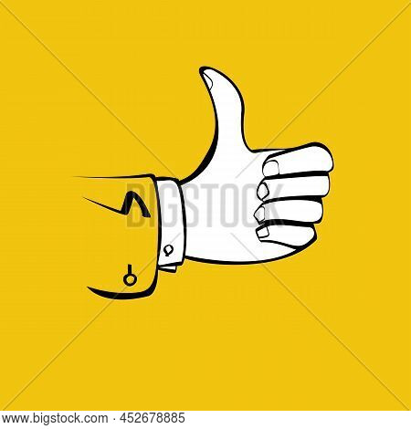 Like Icon Colorful. Thumb Up Symbol. Vector Illustration Sketch Design Style. Isolated On Yllow Back