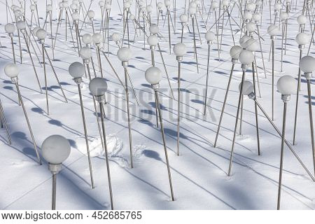 Outdoor Garden Lamp In The Form Of A Pin. High Quality Photo