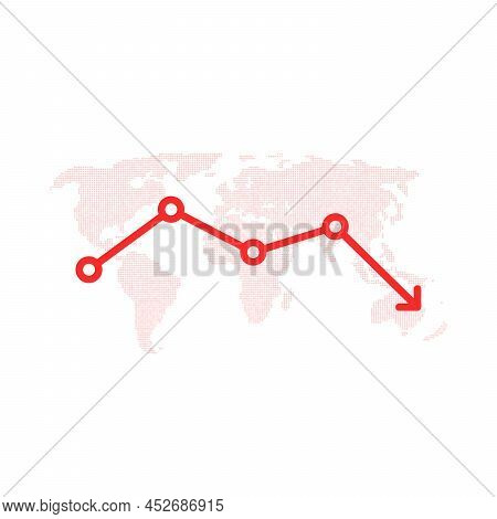 World Map Like Global Economic Decline. Flat Simple Modern Diminution Logotype Graphic Design Illust