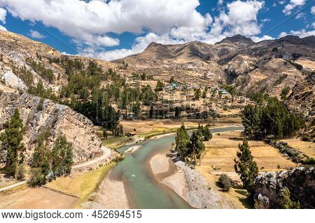 Aerial View Of A River In The Peruvian Andes