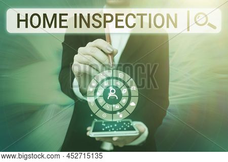 Conceptual Caption Home Inspection. Internet Concept Examination Of The Condition Of A Home Related 