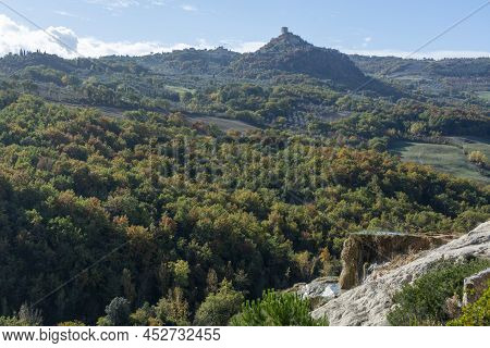 Ancient Hot Thermal Springs And Pool In Nature Park Dei Mulini, Bagno Vignoni, Tuscany, Italy