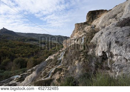 Ancient Hot Thermal Springs And Pool In Nature Park Dei Mulini, Bagno Vignoni, Tuscany, Italy