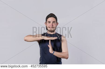 Man Making Time Out Gesture, Latin Guy Making Time Out Gesture