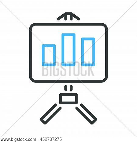 Analytics Stand Icon. Editable Bold Outline With Color Fill Design. Vector Illustration.