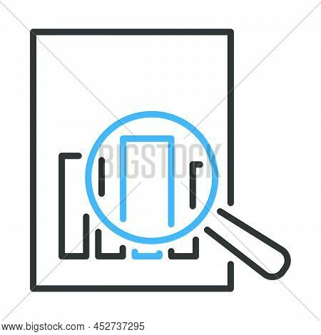 Magnificent Glass On Paper With Chart Icon. Editable Bold Outline With Color Fill Design. Vector Ill