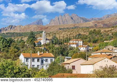 Landscape With Calacuccia Village, Corsica Island, France