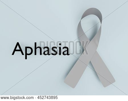 3d Illustration Of Aphasia Awareness Ribbon Over A Pale Blue Background