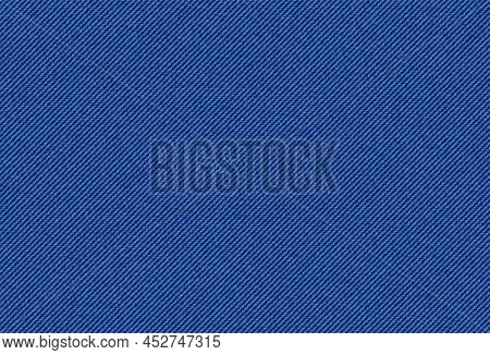 Jeans Denim Texture Pattern Background, Navy Blue Apparel Fabric Pattern, Realistic Vector. Blue Jea