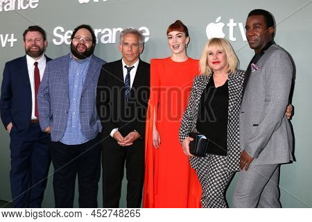 LOS ANGELES - APR 8:  Erickson,  Cherry, Ben Stiller, Britt Lower, Patricia Arquette,Tillman at the Severance Finale Screening at Directors Guild of America on April 8, 2022  in Los Angeles, CA
