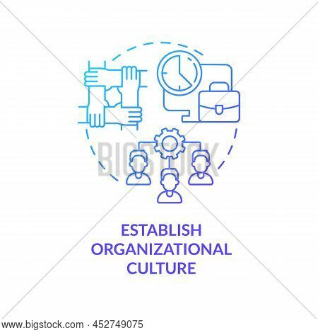 Establish Organizational Culture Blue Gradient Concept Icon. Organize Process. Step To Start Virtual