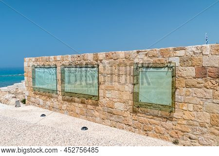 Chloraka, Cyprus - April 2, 2022: Memorial Plaques Near Memorial Monument For Liberation War 1955 - 