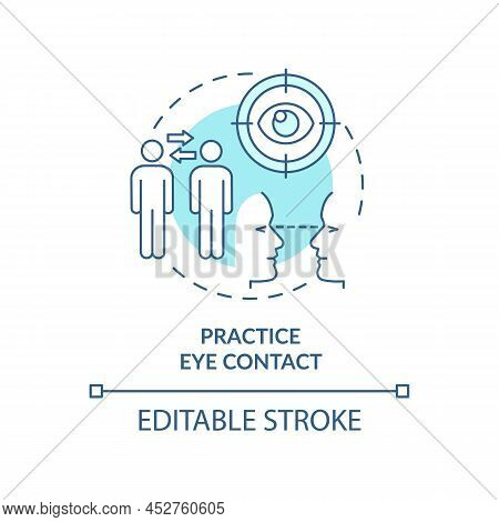 Practice Eye Contact Turquoise Concept Icon. Eye Gazing. Step To Charisma Abstract Idea Thin Line Il