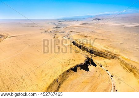 Aerial View Of The Canyon Of The Lost Or Canyon Del Zapa In Ica, Peru