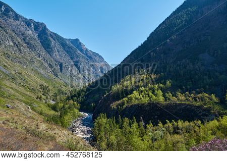 View On Valley Of Chulcha River. Altai Republic, Siberia. Russia