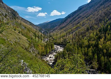 View On Valley Of Chulcha River. Altai Republic, Siberia. Russia