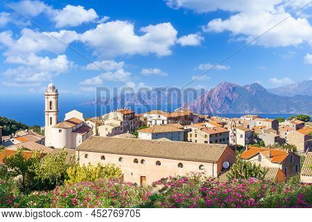 Landscape With Cargese Village, Corsica Island, France
