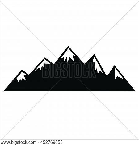 Mountains. Mountain Icon Design Isolated On White Background, Mountain Top Silhouette. Mountain Icon
