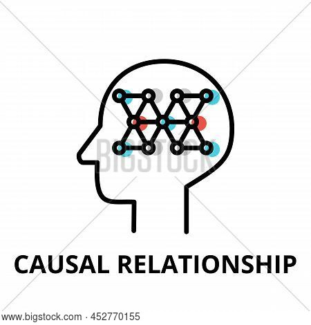 Icon Concept Of Causal Relationship, Brain Process Collection, Flat Editable Line Vector Illustratio