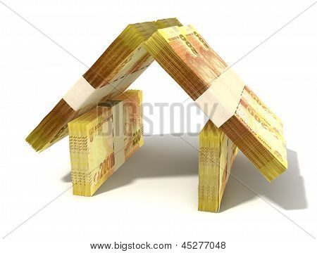 Rand muistiinpanoja talon edessä