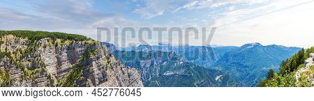 Panoramic Landscape Image Of Grlo Sokolovo Ravine And Mountain Range In Montenegro
