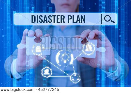 Sign Displaying Disaster Plan. Business Concept Respond To Emergency Preparedness Survival And First