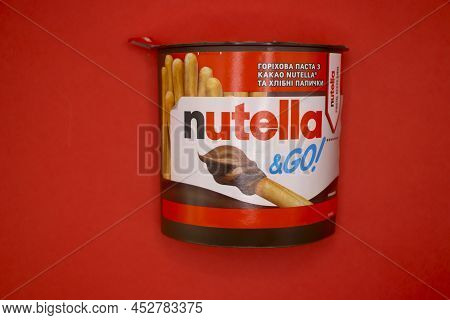 April 11, 2022, Ukraine City Kyiv, Jar Of Nutella Chocolate Paste