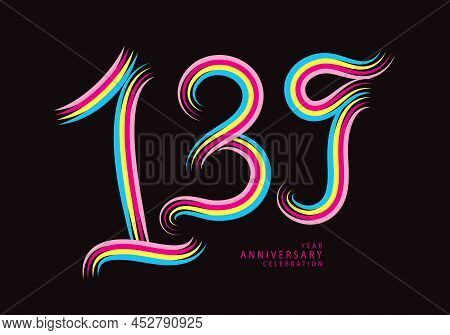139 Years Anniversary Celebration Logotype Colorful Line Vector, 139th Birthday Logo, 139 Number, Ba