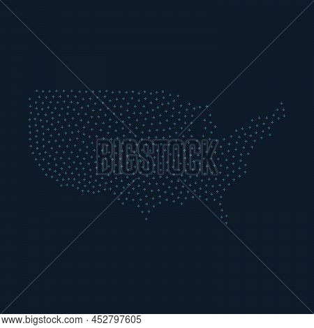 United States Of America Map From Futuristic Crosses. Stock Vector Illustration Isolated On White Ba
