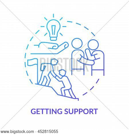 Getting Support Blue Gradient Concept Icon. Motivate And Inspire People. Leadership. Charisma Benefi