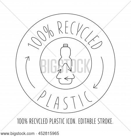 Made From Recycled Plastic - Cleaning Bottle Icon Concept Of Waste Sorting. Editable Stroke. Vector 