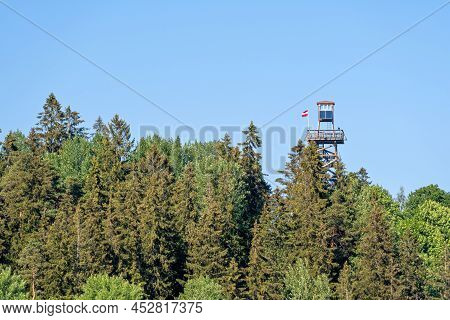 Observation Tower Above The Forest Tops In Delinkalns, Aluksne, Latvia