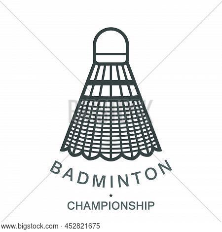 Badminton Emblem With Feather Shuttlecock, Summer Sports Symbol, Vector