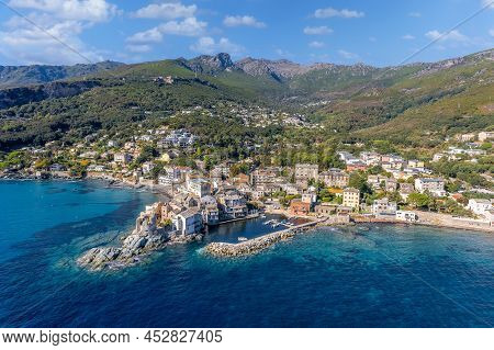 Landscape With Erbalunga, Ancient Village In Corsica Island, French