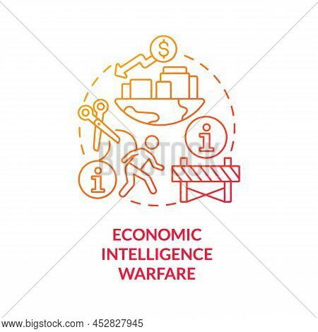 Economic Intelligence Warfare Red Gradient Concept Icon. Acces To Information. Subarea Of Informatio