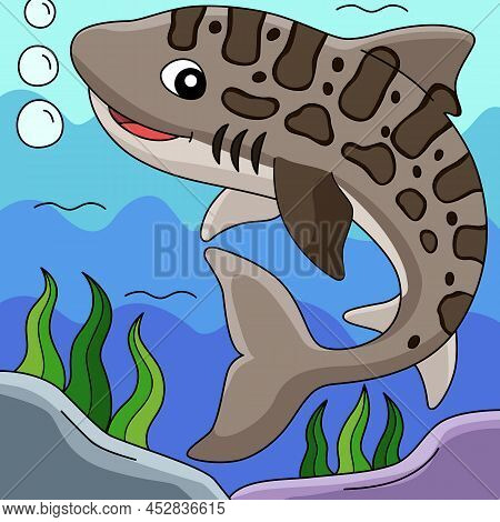 This Cartoon Illustration Shows A Leopard Shark Illustration.