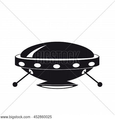 Ufo Icon, Spacecraft Of Alien. Vector Flat Black Color Style