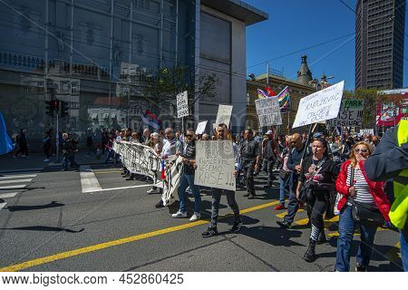 April 13, 2022, Belgrade Serbia, Protests To The Transition To Electronic Fiscalization And The New 