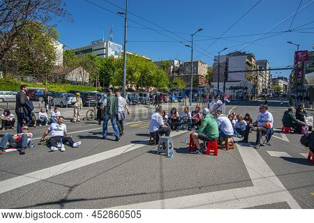 April 13, 2022, Belgrade Serbia, Protests To The Transition To Electronic Fiscalization And The New 
