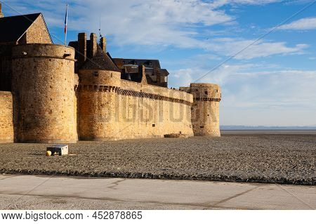Detail Of Mont Saint Michel, Brittany, France. The Mont-saint-michel Is One Of Europe's Most Unforge